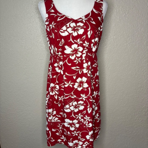 Hilo Hattie Classic Red Hibiscus Sleeveless Hawaiian Cotton Dress Women's Size 8 - Picture 3 of 9